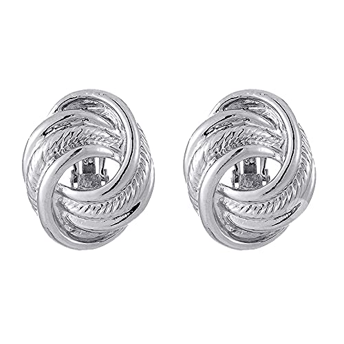 Gold Silver Love Knot Clip On Earrings for Women, Fashion Clip On Earring No Pierced Earring