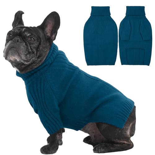 Image of IECOii Small Dog Sweater, Warm Turtleneck for Small to Medium Dogs, L | Holiday Knit Doggy Sweatshirt,Girl Boy Dog Sweaters for Winter,Cozy Pullover Knitwear with Sleeve for French Bulldog