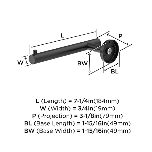 Image of Amerock Arrondi 7-1 /4 inch Matte Black Single Post Toilet Paper Holder