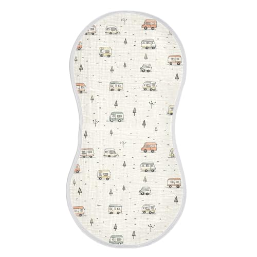 Camper Caravan Car Beige Cotton Burp Cloth Soft and Absorbent wash Cloth for boy and Girl Set of 2, 22x11in2