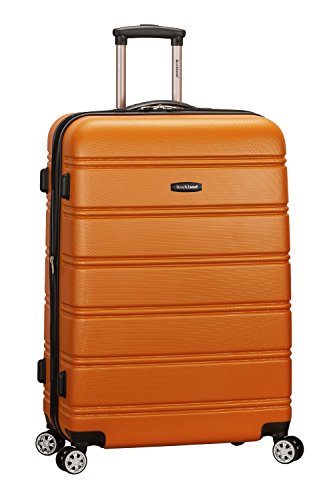 Rockland Melbourne Hardside Expandable Spinner Wheel Luggage, Checked Large 28", Orange