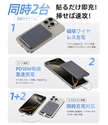 ACEFAST ACEFAST MagSafe モバイルバッテリー M8 ブラック の商品画像 3