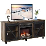 YGBH TV Stand with Fireplace,Farmhouse Electric Fireplace for TVs up to 65 Inches,Wooden Entertainme