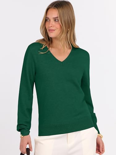 Image of ANRABESS Women's Long Sleeve V Neck Basic Sweaters | Classic Pullover Tops,Soft Loose,Business Casual Work,Travel Vacation,All Day Wear,Fall Spring Outfits,Winter Layer Clothing