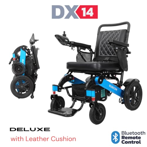 Image of Rubicon DX14 - Longest Range 30 Miles, Airline Approved Electric Wheelchair, Dual 12AH Lithium Batteries, 2x300W Motors, Leather Cushion, Foldable, Lightweight & Powerful (Model19)