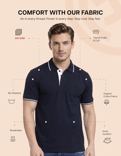 Image of Scott International Cotton Polo T Shirt | Collar Tshirts | Half Sleeves Plain T Shirt | T-Shirt |Tshirt for Men Stylish | Men's Tshirt