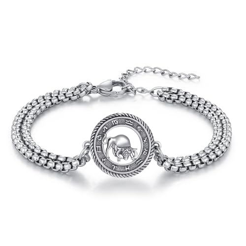 Bracelet signe du zodiaque en argent 925 et acier pour homme et femme