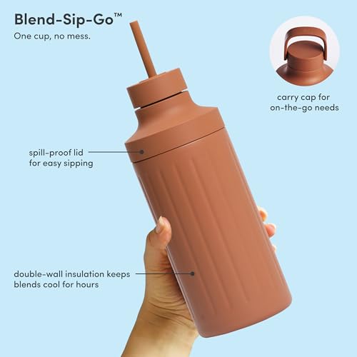 Image of Beast Mighty 850 Stainless Steel | Compact Personal Blender | Extra Vessels | Keeps Blends Cold | Smoothies, Shakes, Sauces, Dips | Portable Straw Caps and Lids | 850W (Terra)