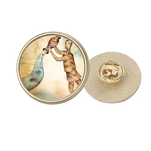 Broche Verseau ronde dorée pour sublimer vos vestes et manteaux d'hiver
