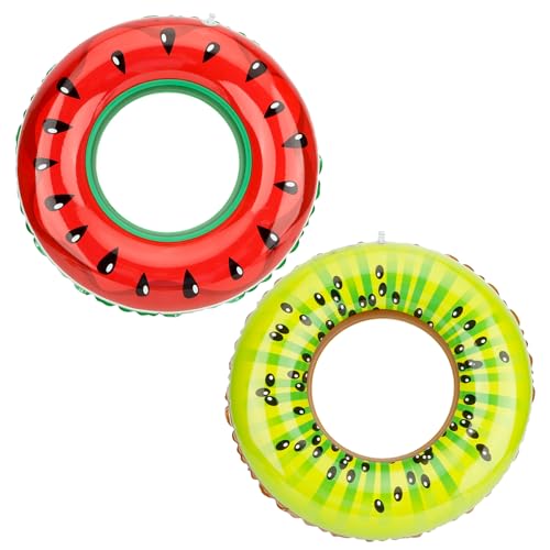Pool Tubes, Inflatable Pool Floats, Inner Tubes for Pool, 2 Pack Summer Fruits Pool Floating Tubes Swim Tubes Rings Inflatable Pool Toys Floaties for Kids Adults Swimming Pool Lake Beach Party Favors