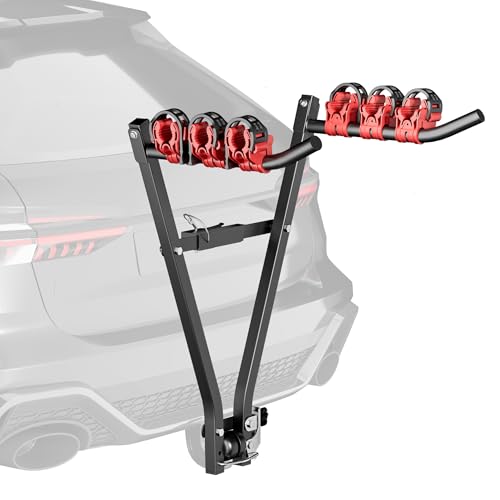 Wiltec Porte vélos d’attelage – capacité 3 vélos, 45 kg – en Acier Q235 – pour Boule d’attelage – vélos Tout Terrain, VTT, VAE, vélos électriques – avec Sangles en Nylon
