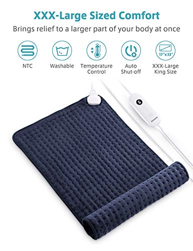 Homech Heating Pad for Back Pain and Cramps - XXX-Large [33 x 17 Inch] Ultra-Soft Heat Pad with Dry & Moist Heat Therapy, 6 Temperature Settings, Auto Shut-Off - Thumbnail 2