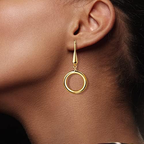 Pendientes Aro Fiama Chapados en Oro de 18K - Diseño Artesanal - 4 cm de Largo - Aro de 1,8 mm de Diámetro - Latón - Hipoalergénicos