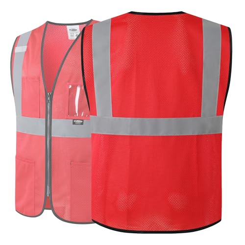 Image of JKSafety Safety Vest for men women Hi Vis Vest with Pockets and Zipper High Visibility Meet ANSI Standard(BX310