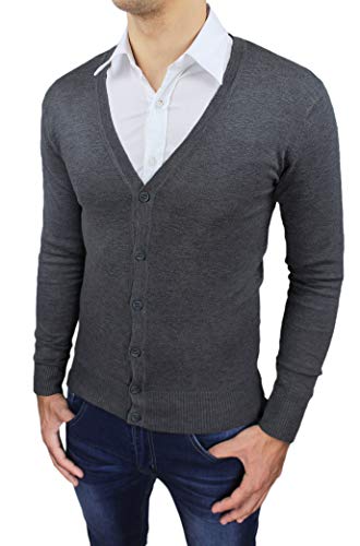 Pull homme gris foncé boutonné pour éliminer l'effet ample