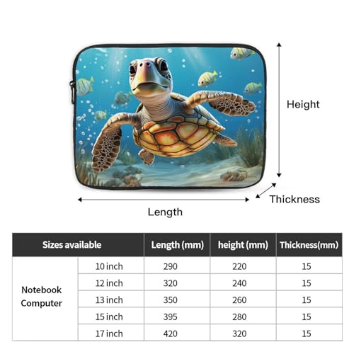 Funda para portátil 17 pulgadas con diseño de tortuga marina miniatura 4