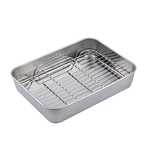 Baking Sheet With Rack Set [1Cookie Sheets + 1 Cooling Racks], Tcoome Stainless Steel Baking Pan And Grill Rack -Non Toxic & Healthy Oven Pan,Heavy Duty&Rust & Warp Resistant (Medium) #TOP11