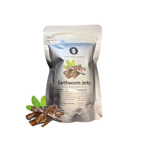 Thailand Unique Marinated Earthworm Jerky - 5 Gram Bag of Dehydrated Edible Insects for Humans, Nutritious Bugs Superfood Weird Unusual Snack Gift