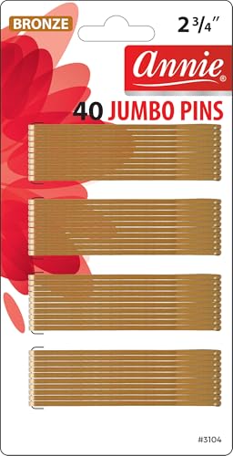 Annie 2 3/4 Roller Pins Set Metal Hair Clips - 40 Count (Bronze)