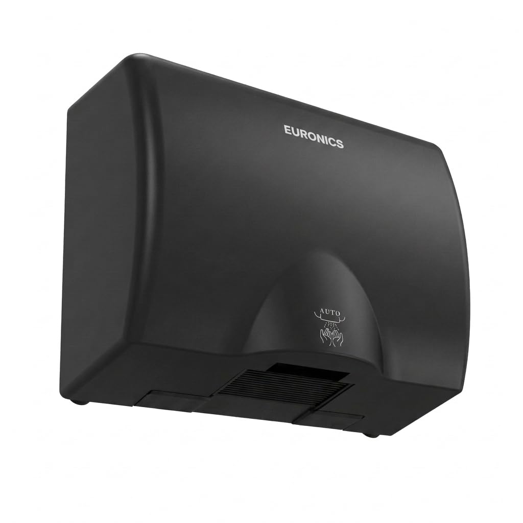 Euronics Automatic Hand Dryer for Washrooms & Office | Black ABS Plastic Commercial Hand Dryer | Fast & Efficient Hand Drying | Wall Mounted, Energy Efficient | BIS & ISI Certified | BEH04
