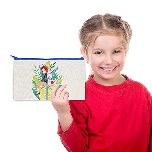 Cieex 15 Stück DIY Stoff Federmäppchen Blanko Kinder Federmäppchen, 6 Buntstift und 8 Pcs Malen Schimmel für Reisen Make up Taschen, Mäppchen, Aufbewahrung Schreibwaren(21 x 12 cm) (15)