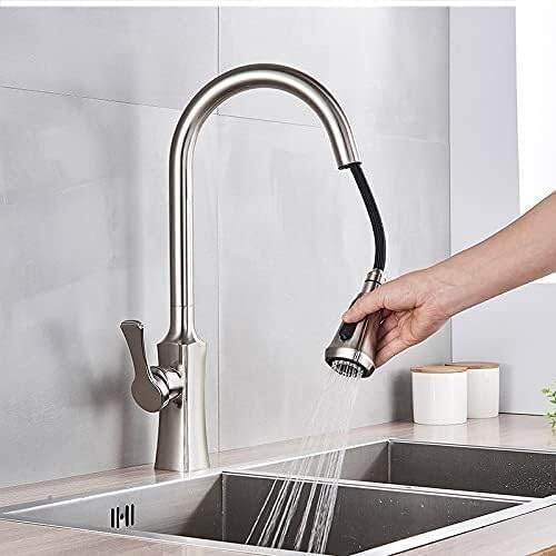 Robinet de cuisine en or brossé mitigeur évier chaud froid poignée unique