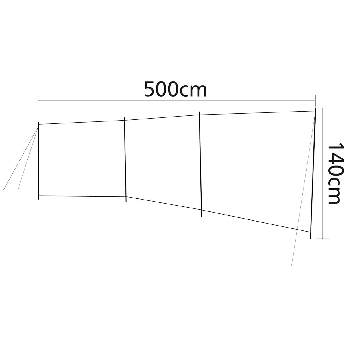 Bo Camp Coupe-vent XL de camping – Tente de plage, brise-vue de jardin - Grand format 500 x 140 cm