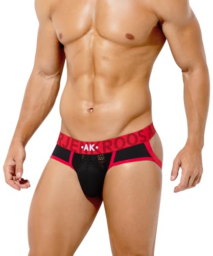 Arjen Kroos Mens Jockstrap Thong Athletic Supporter Ice Silk Wide Waistband Mesh 3D Pouch