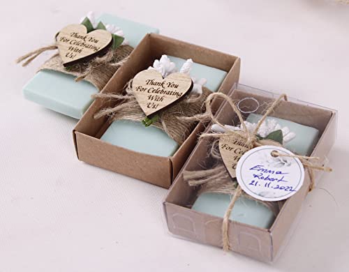 Set of 10 Handmade Baby Shower Scented Soap Party Favors, Vegan Scented Rectangle Soap Wedding Favors for Guests Bulk, Baby Shower Gifts for Boys (Ocean-Blue Color)