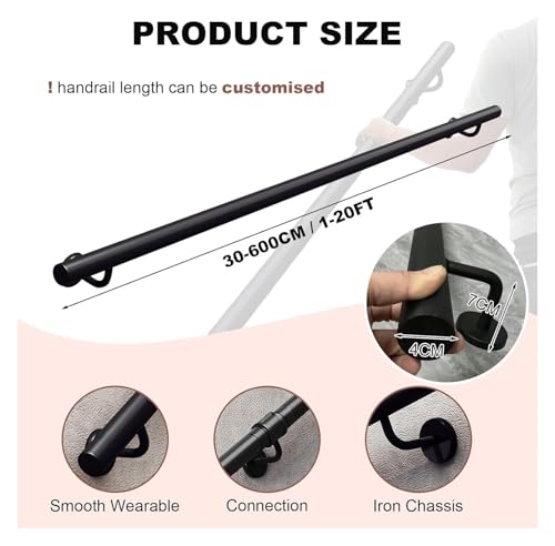 Kit de pasamanos de metal para escaleras de diseño robusto ajustable 3