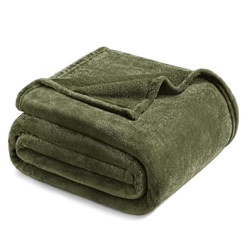 Exclusivo Mezcla Fleece Blanket King Size for Bed, Super Soft and Warm, All Season Use, Cozy, Plush, Lightweight, 230x265 CM, Olive Green