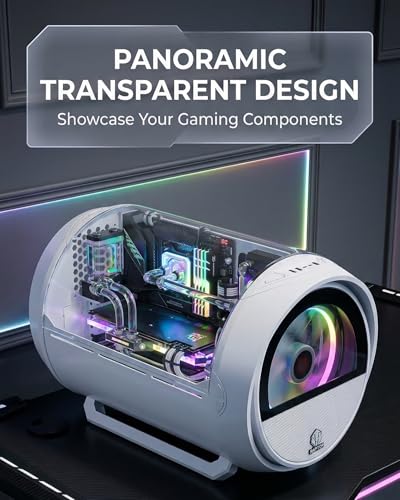 Image of Raptor Vortex RGB Gaming Cabinet (Black /White) | Panoramic Tempered Glass PC Case | mATX & Mini-ITX Support | Preinstalled RGB Fan | High Airflow Compact CPU Cabinet