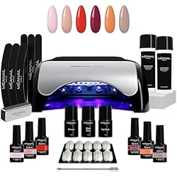Lampara Para Uñas Salon Plus Lampara LED 48W - Set Completo Secador de Uñas Gel Manicura y Pedicura - Kit Edition Ruby con 6 esmaltes semipermanentes para uñas - Cruelty free, Meanail Paris
