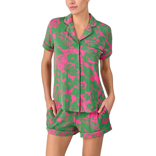 Image of kate spade new york Short Sleeve Brushed Jersey Notch Boxer Pajama Set