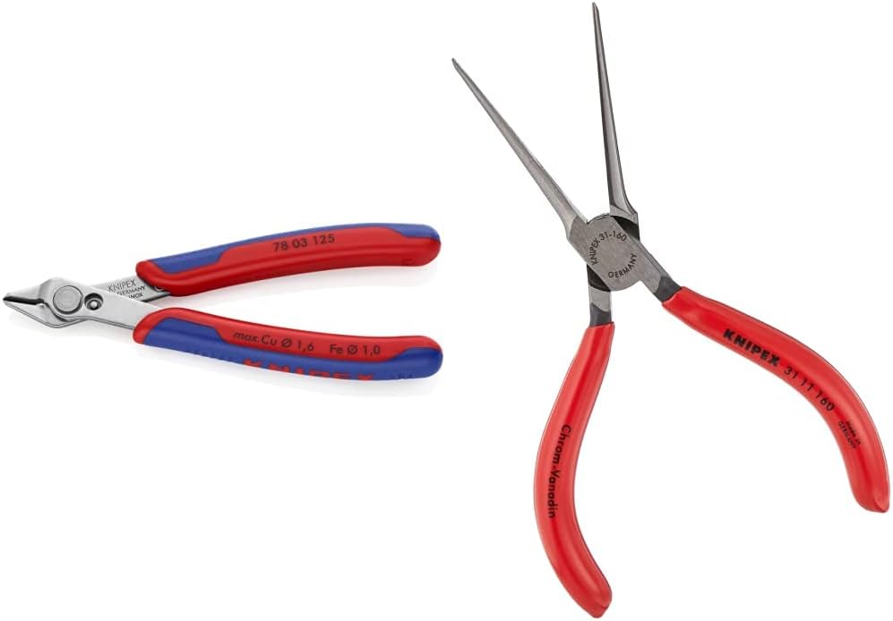 KNIPEX Tools - Electronics Super Knips, INOX Steel, Multi-Component (7803125), 5-Inch & 31 11 160 Tools - Needle Nose Pliers (3111160)