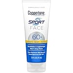 Coppertone Sport Face Sunscreen Lotion SPF 60+, Water Resistant Sunscreen with Broad Spectrum SPF 60+, Lightweight and Breathable, 2.5 Fl Oz Tube