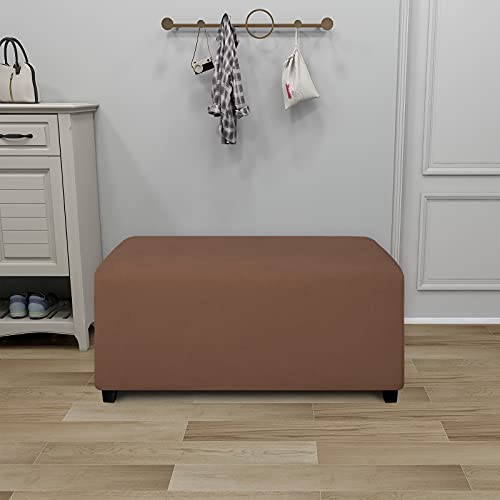 Image of PureFit Stretch Rectangle Ottoman Cover Footstool Cover, Brown