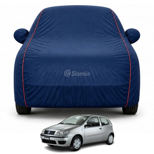 Image of Car Cover for Fiat Punto | 100% Waterproof Heavy-Duty 3-Layer Car Body Cover | All-Weather Rain, UV, Sun & Dust Protection | Custom Fit | Mirror & Antenna Pockets | Navy Blue