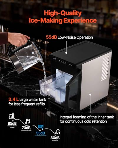 Image of VEVOR 1.6 inch Clear Ice Cube Maker, 3 Square Ice Ready in 25-35 Mins, 108 Pcs /Day, 24H Timer Ice Maker Countertop for Cocktails, Whiskey & Bourbon