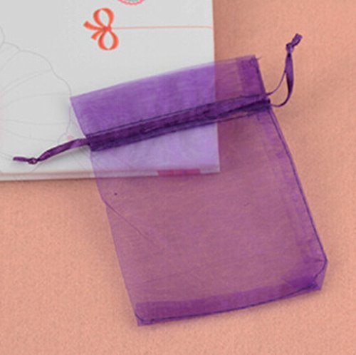 Liroyal Lot de 100 pochettes à bijoux en organza Violet