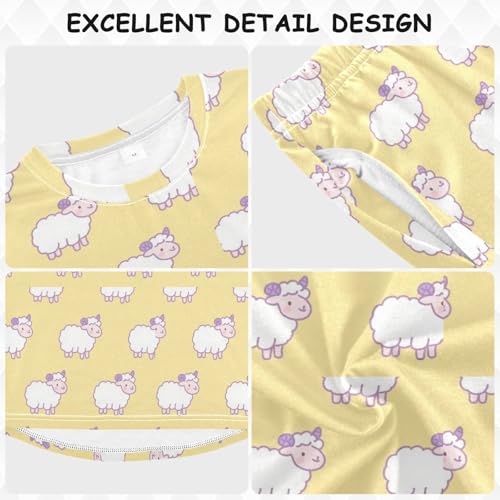 Little Sheep Cute Soft Pajama Set for All Seasons,Breathable Pjs Long Sleeve Sleepwear,Comfy Loungewear 2 Piece Underwear Set 3T3