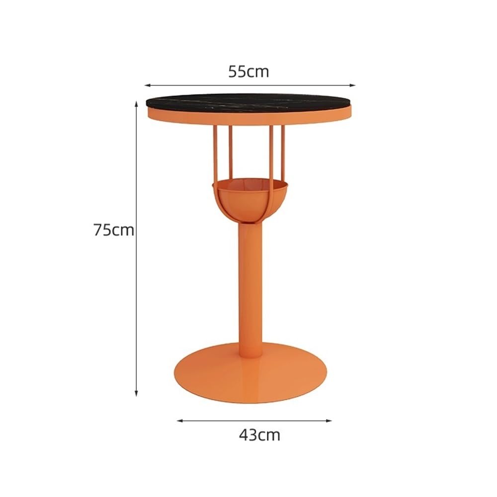 Table de Bar Orange Rock Slab Iron Bar Table Home Balcony Leisure Round High Top for Milk Tea Shop, Coffee(Petit)