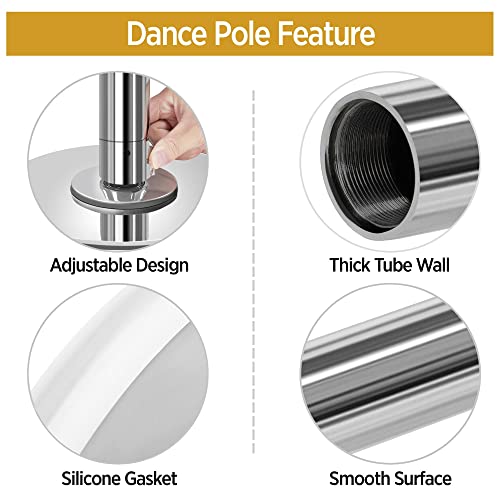 Image of Yaheetech Portable Spinning Static Dance Pole for Home 6.9-9ft Adjustable | Sturdy steel pole holds up to 441 lb, spins smoothly or locks static, and grips securely for home fitness and pole dancing.