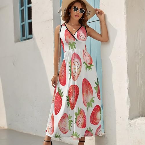 Robe femme chic et élégant à imprimé aquarelle de fraise exclusive - 2