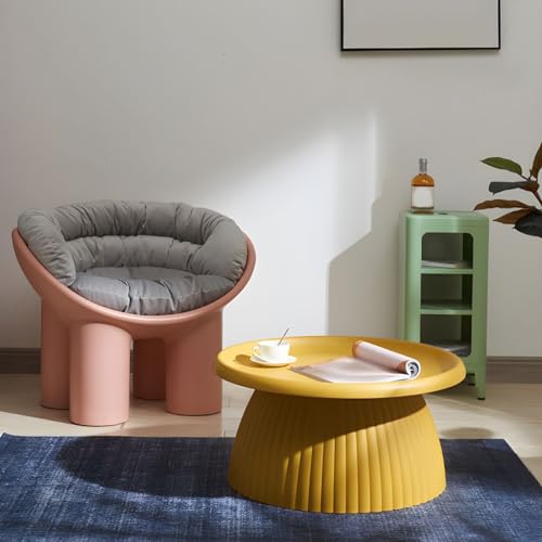 Mesa de centro de plástico, estilo nórdico, estilo conciso, mesa auxiliar pequeña para balcón, mesa de centro redonda moderna, color sólido, mini mesa auxiliar