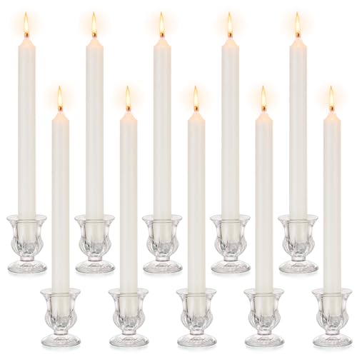 Inweder Bougeoir en Verre Modern Porte-Bougies: Lot de 10 Bougeoirs Coniques Claire Supports pour...