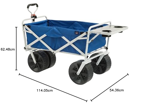 MacSports Carrinho de praia para todos os terrenos com mesa lateral | Carrinho dobrável resistente c