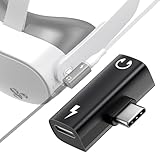 USB C - 3.5mm ヘッドホンと充電器アダプター Meta Quest 3Sアクセサリー用 2イン1 USB Type-Cから3.5mmオーディオハイレゾ PD30W高速充電、USB CからAUX、Oculus Quest 3用充電ドングル付き