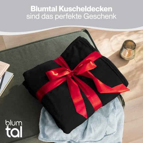 Blumtal Kuscheldecke flauschig - Oeko-TEX zertifizierte Fleecedecke 150x200 cm - Wohndecke 150x200 cm - Schwarze Decke - Wohn- &… – Ansicht 5