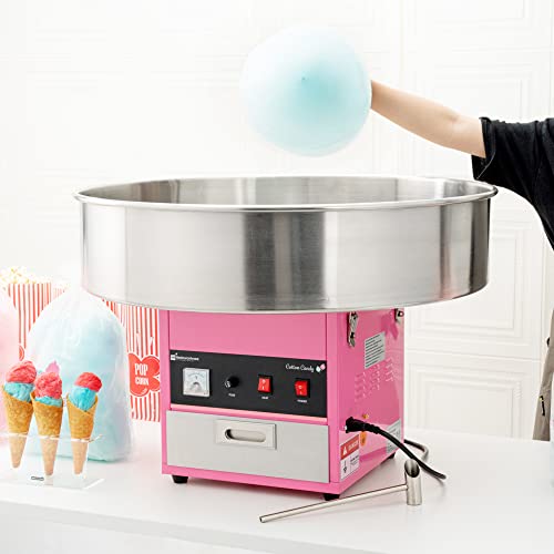 Image of Restaurantware Hi Tek 28 Inch Cotton Candy Machine 1 Birthday Party and Carnival Candy Floss Maker - Produces 120 Cones Per Hour 110V Stainless Steel Sugar Cotton Machine 1080W